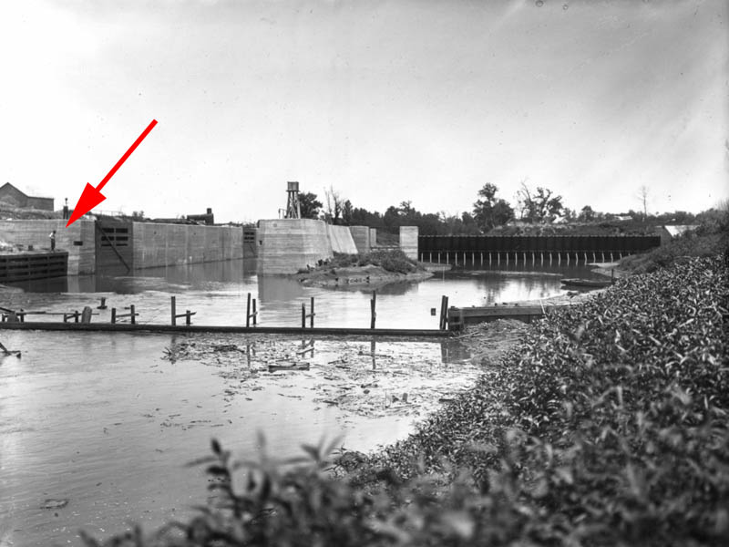 A historic photograph of Lock and Dam Number 4 dated June 14, 1913