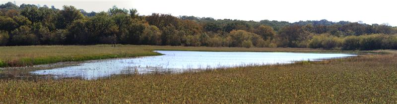 A panorama of one of the small lakes.  Photograph by Phil Plank.